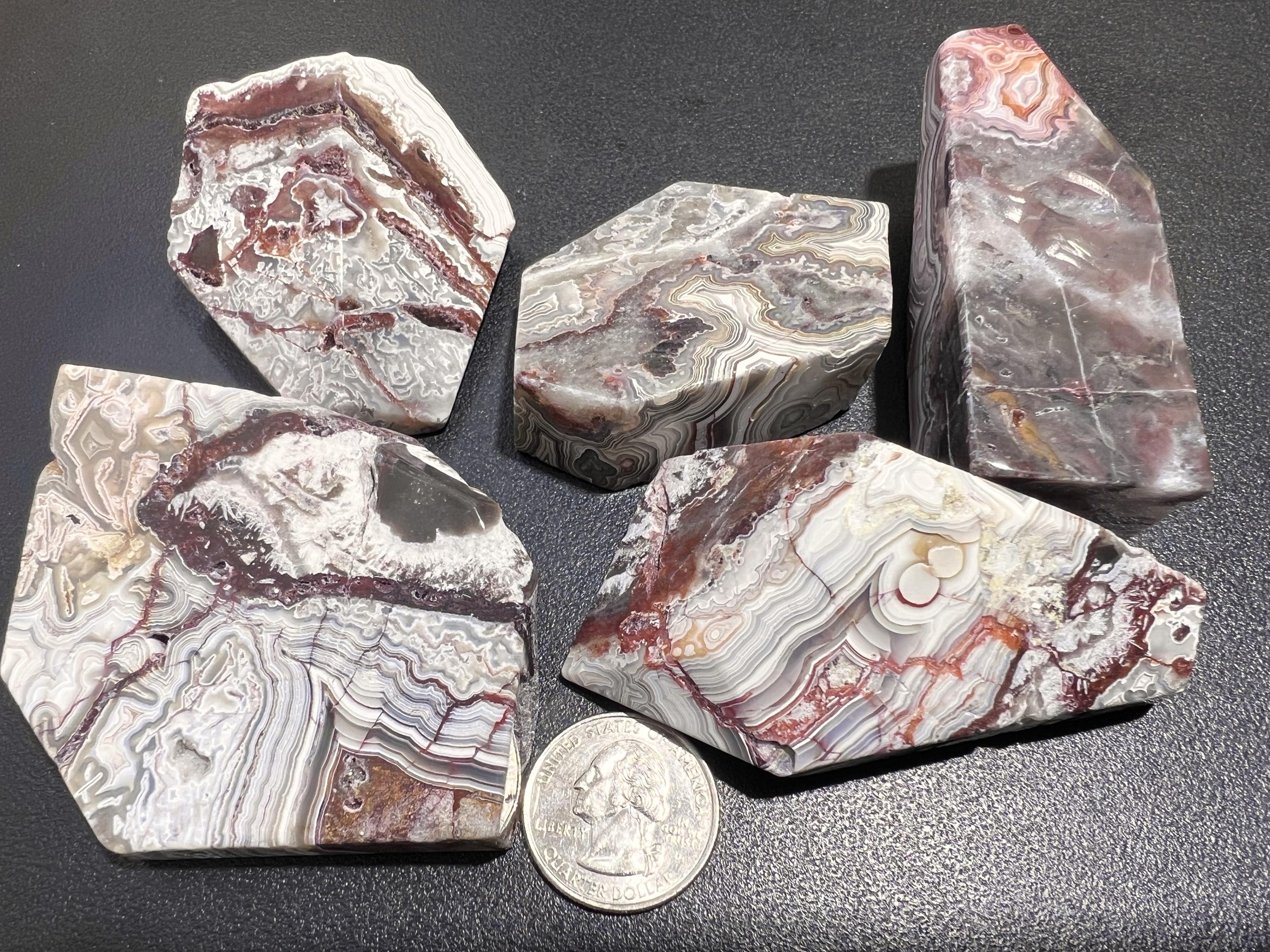 Crazy Lace Banded Agate Faceted Polished Freeform Shapes Carving Palm Stones