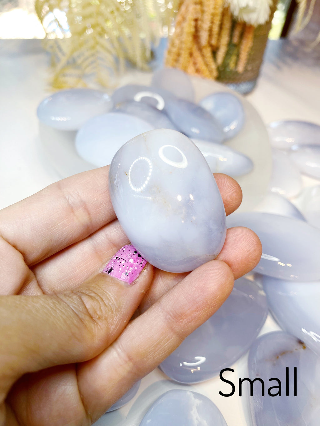 Blue Chalcedony Palm Stones