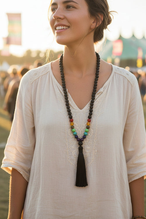Chakra + Lava Mala Necklace