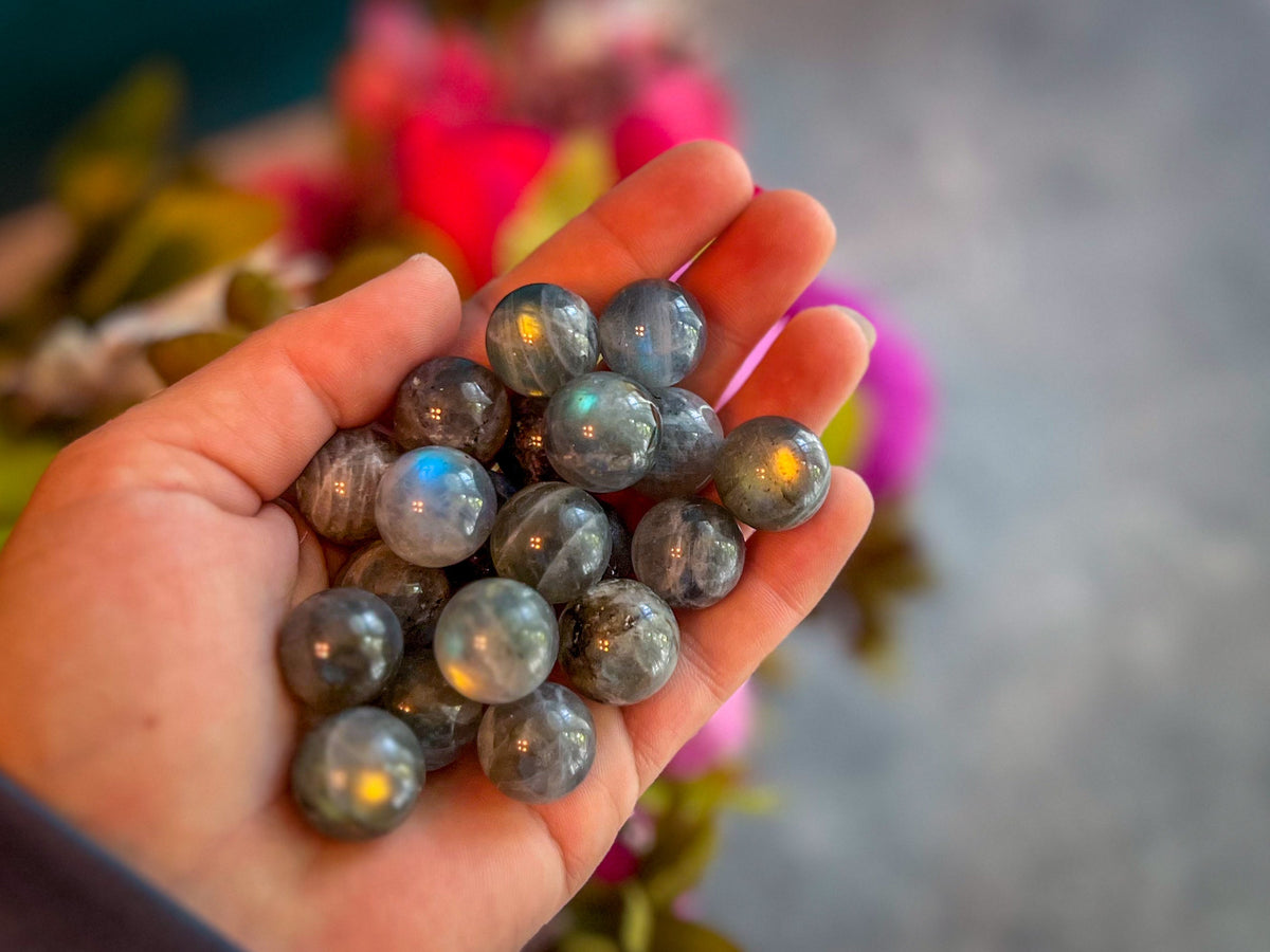 Mini Labradorite Spheres, Crystals and Stones, Labradorite Marble