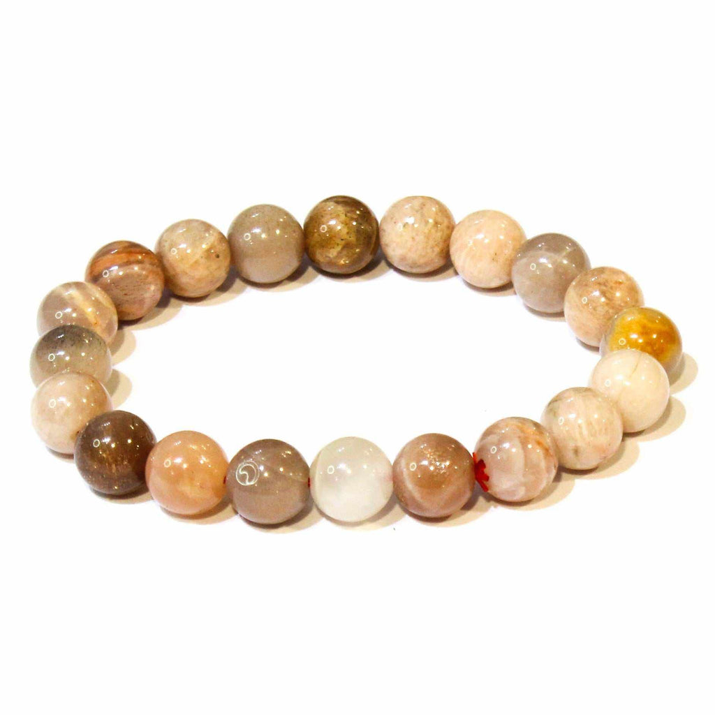 Peach Moonstone Round Bead Bracelet - Traveler's Blessing