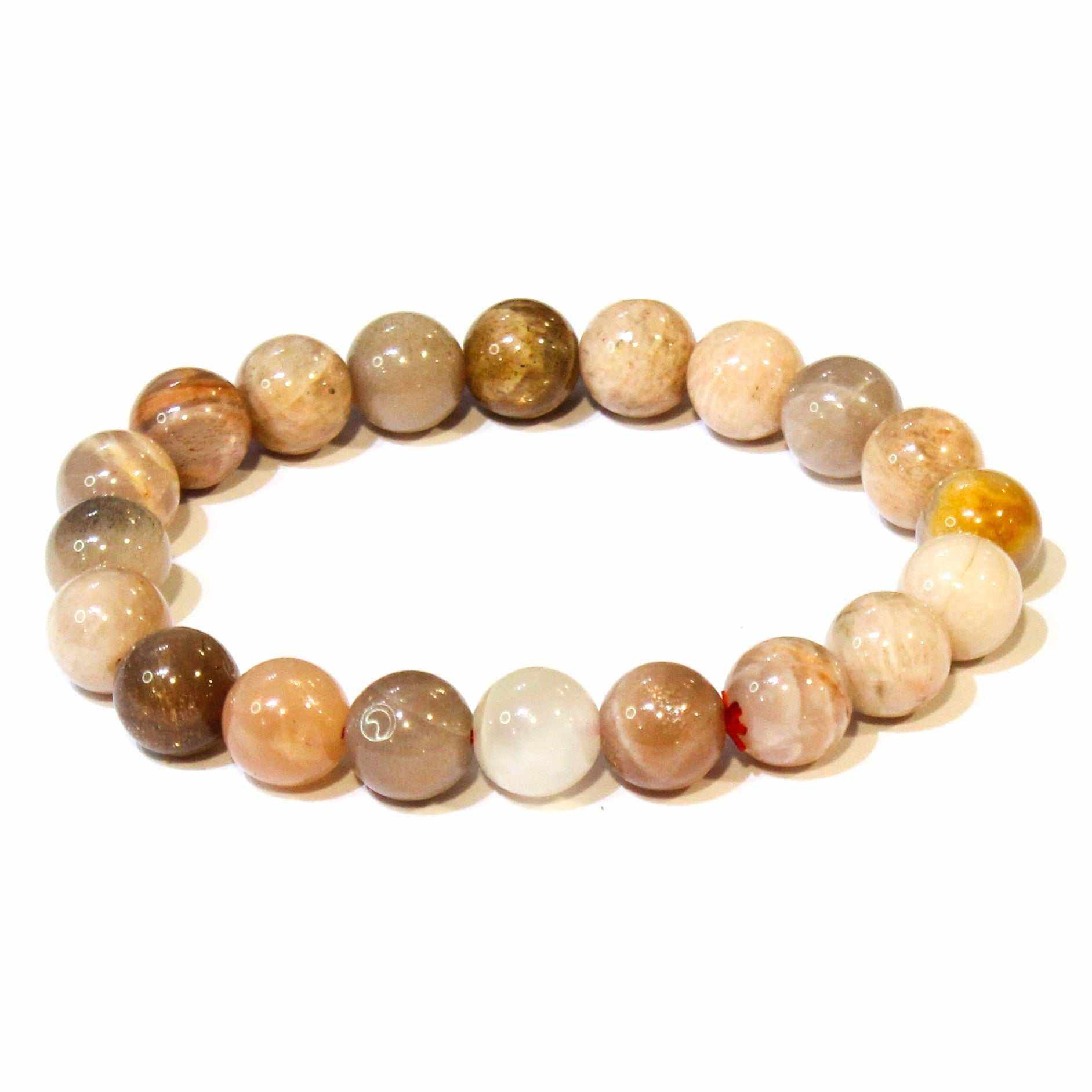 Peach Moonstone Round Bead Bracelet - Traveler's Blessing