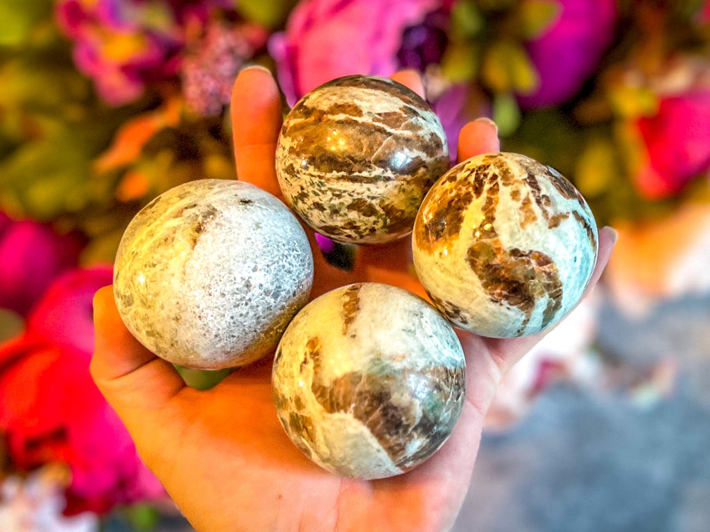 Vesuvianite and Garnet Crystal Spheres, ethically sourced